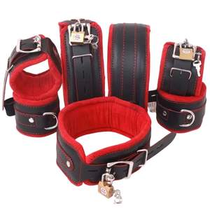 สายรัดข้อมือและข้อเท้าหนังวัวแท้พรีเมียมพร้อมแผ่นรองหนา - Product Image 1