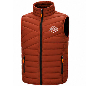 Custom <b>Men's</b> Outdoor Winter Vest <b>Thermal</b> Sleeveless Jacket with Stand Collar Soft Padding and Windproof Protection - Product Image 1