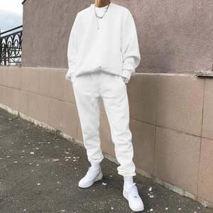 Ensemble de survêtements pour hommes fabriqués par OEM, 2 pièces, séchage rapide, couleur unie, sweat-shirts et pantalons amples, vêtements d'automne et d'hiver, 100% coton, 380 GSM - Product Image 5