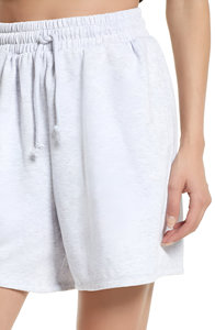 Pantalones Cortos Deportivos Unisex de Felpa Francesa Gris Claro, Corte Holgado, Color Sólido, Ropa Casual de Verano, Tejido Transpirable - Product Image 5