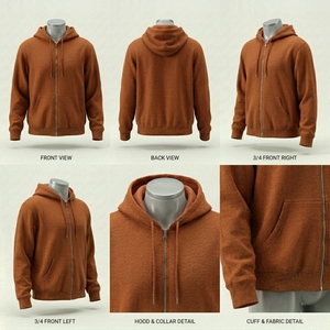 Classic Zip Front Hoodie for Men Soft <b>Brushed</b> Fleece Sweatshirt Casual Athletic Streetwear Outerwear Jacket - Product Image 5
