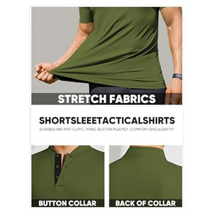 Chemise polo Henley pour homme, respirante, à séchage rapide, légère, pour l'été, décontractée, à manches courtes, pour le golf, t-shirts de sport - Product Image 5