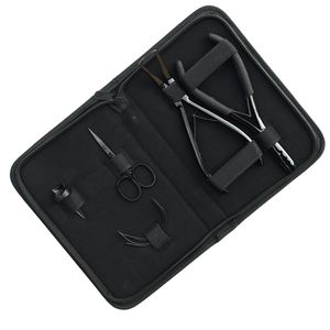 Hair Extension <b>Tools</b> <b>Kit</b> Microbeads 2 Hole Crimping Remover Plier Scissor Parting Finger Curved Needle Case Accessories Set - Product Image 1