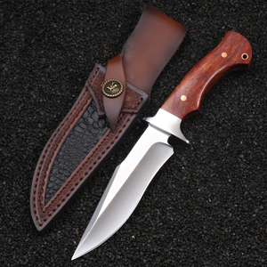 Couteau de chasse et de camping LEGACY BLADES de luxe en acier à haute teneur en carbone, manche ergonomique en bois, lame fixe pour l'extérieur, pointe tombante, garantie 3 ans - Product Image 1