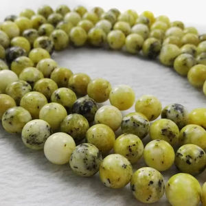 Perles rondes en turquoise jaune naturelles pour la fabrication de bijoux DIY, vente en gros - Product Image 1
