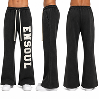 Pantalon de jogging streetwear personnalisé OEM, décontracté, avec patch brodé lettre appliqué, en coton écologique, coupe évasée superposée
