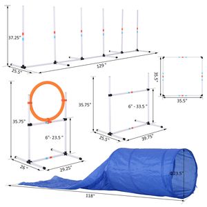 Set da 5 Pezzi per Addestramento Agility Cani da Esterno con Coni in Plastica Resistente, Anello per Salto, Barra Ostacolo e Tunnel per il Fitness degli Animali Domestici - Product Image 3