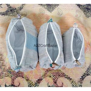 Tassel Pattern Hand Block Printed Cotton Kantha Fabric Durable Eco-Friendly Lightweight Vintage Zipper Closure Soft Handle Large - Product Image 5