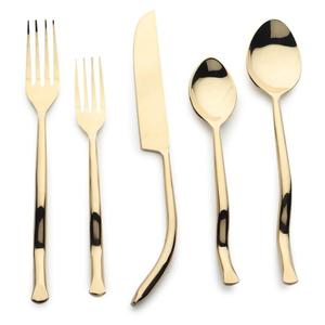 Juego de Cubiertos de Metal con Acabado Dorado, 5 Piezas, Estilo Clásico, Fácil Agarre, Juego de Cubiertos de Lujo, Suministros para Restaurantes y Hoteles, Diseños Personalizables - Product Image 1
