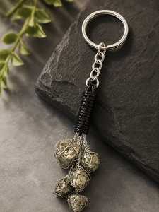 Llavero de pirita natural en bruto, amuleto de piedra mineral, llavero de cristal portátil, accesorio decorativo para regalo y colección - Product Image 4