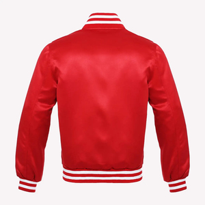Latest Design Varsity Letterman Leather <b>Jacket</b> for Men Real <b>Sheepskin</b> with Varisty Collar in Terrance Black Red Cheap Price OEM - Product Image 5