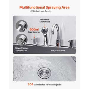 Vasca per toelettatura cani in acciaio inossidabile da 61 pollici con rampa, filtro acqua, rubinetto e soffione doccia, stazione di lavaggio e pulizia animali domestici da 55 pollici - Product Image 5