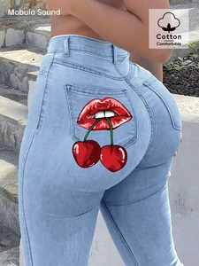 Jean en denim droit pour femme, taille mi-haute, respirant, séchage rapide, 100 % coton, décontracté, haute qualité, personnalisé, léger – Vente chaude OEM - Product Image 5