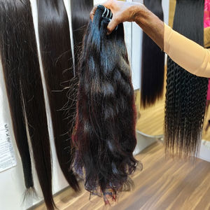 Machine de temple indien du sud Double trame trame trame naturelle de cheveux crus ondulés extensions de cheveux humains de qualité vierge - Product Image 1