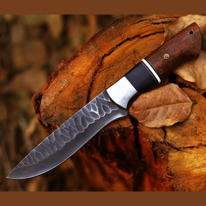 Cuchillo de Caza Industrial de Acero de Damasco Hecho a Mano por A&M ENTERPRISES, con Punta Recta de 8 Pulgadas y Mango de Madera para Supervivencia y Camping - Product Image 5