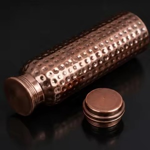 Bouteille d'eau en cuivre pur écologique haut de gamme, anti-fuite, design martelé artisanal, conserve la chaleur/la fraîcheur, pour la maison et le bureau - Product Image 5