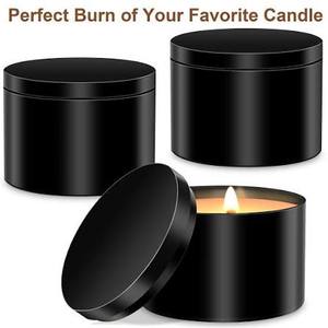 Pot à bougie en acier inoxydable noir avec revêtement en poudre, écologique, durable, avec couvercle métallique, pour la décoration de table, de la maison, de mariage ou de Noël - Product Image 5
