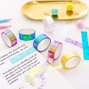 Wholesale Holographic Decorative Tape Assorted Colors Prismatic Rainbow Adhesive Craft Tape Multi-Color Shimmering Washi Tape - Product Image 5