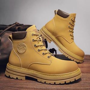 Men's Ankle <b>Boots</b> Autumn <b>Winter</b> Korean Style Fashion Casual <b>Work</b> <b>Boots</b> PU Upper Lace-Up Closure Waterproof Non-Slip Shock - Product Image 4