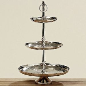 Support à dessert à 2 niveaux en laiton de qualité supérieure avec poignée annulaire pour service de thé, présentation de pâtisseries et décoration de luxe pour la maison, décoration de table - Product Image 3