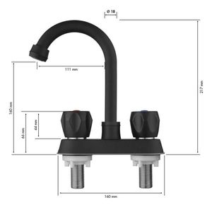 Rubinetto per lavabo da bagno in acciaio inossidabile a 2 maniglie con scarico a scomparsa e tubo flessibile, per uso in bagno - Product Image 2