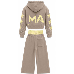Men Blue Orange Star Print Stonewashed Tracksuit Set Full Length 100% Cotton 450 Gsm Acid Wash Casual Loose Fit Winter Wear - Product Image 5