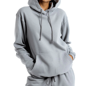 เสื้อฮู้ดดี้โอเวอร์ไซส์สีเทาปักลายหนาสำหรับผู้ชาย แฟชั่นฤดูหนาวหลากสี เหมาะสำหรับออกกำลังกาย มีกระเป๋า - Product Image 3