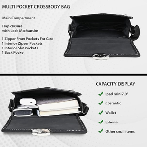 Sac messager unisexe moderne en similicuir, sac bandoulière avec sangle réglable pour les voyages, l'université et le travail - Product Image 2