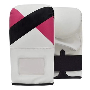 White Red Black Boxing Training Gloves <b>Velcro</b> Wrist Closure Breathable Adult Martial Arts Gear - Product Image 5