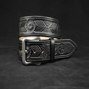 Latest Design Hand Carved Embossed Unisex Top Grain Western Leather <b>Tooling</b> <b>Belt</b> with Stylish Nickel Brass Pin Buckle - Product Image 1