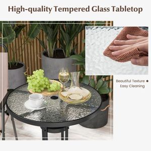 Conjunto de Bistro para Exteriores de 3 Piezas con 2 Sillas Plegables para Jardín - Product Image 4