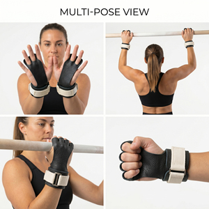 ปลอกมือยกน้ำหนักหนังแท้ 3 รู พร้อมสายรัดข้อมือ ปลอกมือหนังแท้ ปรับแต่งโลโก้ได้ ปลอกมือดึงข้อ หนัง PU สำหรับทุกเพศ - Product Image 2