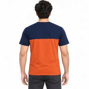 เสื้อยืดคอกลมแขนสั้นผู้ชายพรีเมียมแบบสั่งทำพิเศษ ตัดต่อสี ทรงหลวม ผ้าคอตตอนเจอร์ซีย์ สวมใส่สบาย พิมพ์ลายโลโก้ด้านหน้า แห้งเร็ว - Product Image 2