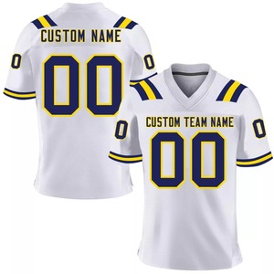 ชุดกีฬาอเมริกันทีมใหม่ เสื้อเจอร์ซีย์อเมริกันฟุตบอลแบบสั้นพิมพ์ลายแบบ Sublimation ผ้าโพลีเอสเตอร์ 100% ระบายอากาศได้ดี ป้องกันรังสียูวี แห้งเร็ว คุณภาพดีที่สุด - Product Image 5