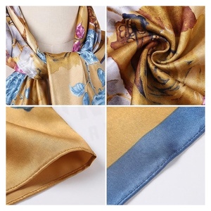NORTH APPROACH Women's Square <b>Silk</b> Scarf Floral Print Elegant Multi-Functional Fashion Accessory All Seasons - Product Image 4