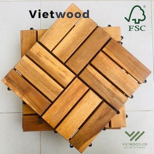Azulejos de cubierta de patio de madera de acacia al aire libre suelo impermeable entrelazado - Product Image 5