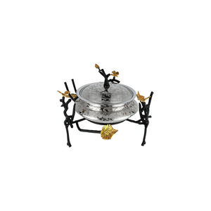 Casserole ronde en bois moderne avec couvercle en acier inoxydable, chauffe-plat isolé pour la maison, les mariages et les hôtels - Product Image 5