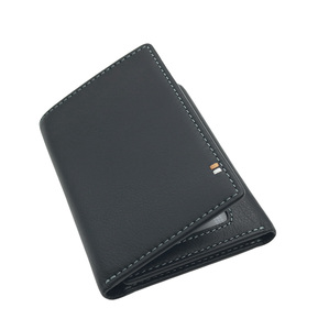 [Best Quality] Castello Genuine Cowhide Soft Leather <b>RFID</b> Open Short Polyester Lining Unisex Tri-fold <b>Wallet</b> Black - Product Image 2