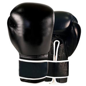 Gants de boxe en cuir PU noir pour adultes, gants d'entraînement et de sparring avec fermeture velcro au poignet, design respirant à doigts entiers - Product Image 6