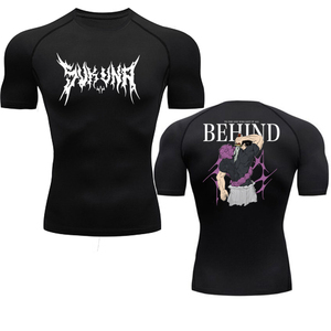 T-shirt de compression à manches courtes pour homme avec imprimé graphique, séchage rapide, coupe ajustée, col rond, style streetwear - Product Image 2