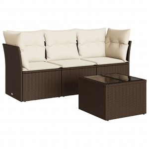 Ensemble de canapés de jardin en rotin brun réglable avec coussins en mousse haute densité, mobilier d'extérieur au design contemporain - Product Image 4