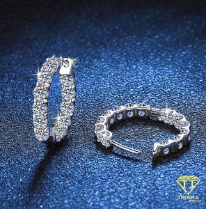 Luxury Moissanite Diamond Huggie Hoop Earrings 925 Sterling <b>Silver</b> Elegant Jewelry Gift - Product Image 2