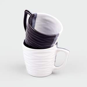 Juego de Café de Cerámica Abhita Moderno y Lujoso de Doble Tono con Diseño de Ondas, 200 ml, Ecológico, Duradero, Portátil, Negro y Blanco, para Oficina y Hogar - Product Image 1