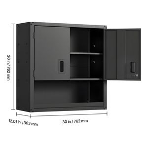 Armadio a Muro in Metallo con Ripiani Regolabili 30W X 12.01D X 30H Pollici, Armadietto Galleggiante in Acciaio con Ante Bloccabili per Garage - Product Image 5