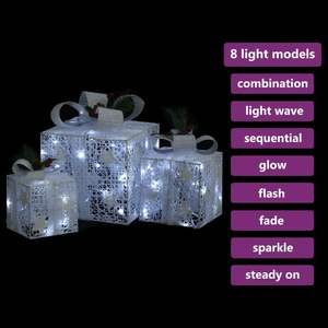 Coffret cadeau de Noël avec 3 guirlandes lumineuses de Noël en tissu blanc, petites, moyennes et grandes - Product Image 3
