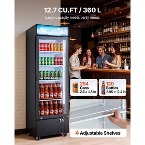 Refrigerador Comercial con Puerta de Vidrio, Enfriador de Bebidas de 12.7 Pies Cúbicos, Exhibidor - Product Image 2