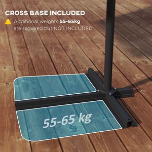 Ombrellone da Patio con Raggio di 3,5m e Base a Croce con Manovella per Uso Esterno - Design Rotondo a Sbalzo - Product Image 6