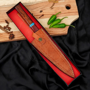 Premium Quality Copper Damascus Steel Blade Carving Knife with Long Elegant Blade <b>Wooden</b> Handle For Roast <b>Slicing</b> And Serving - Product Image 4