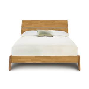 Lit double en bois finition cerisier traditionnel |   Lit plateforme à pieds écartés en gros Inde - Product Image 2