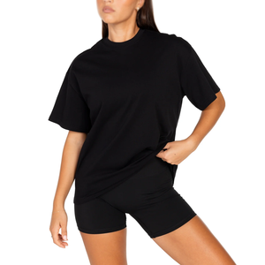 Camiseta de Cuello Redondo Extra Grande para Mujer, Color Sólido, Corte Holgado, Manga Corta, Algodón Jersey, Transpirable, Estilo Primavera Verano - Product Image 4